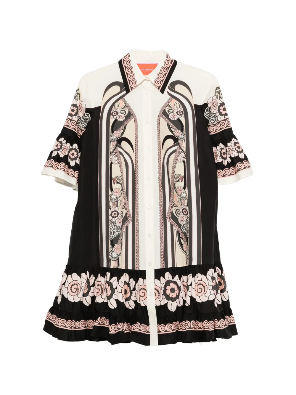 La DoubleJ floral-print ruffled mini dress - Nero