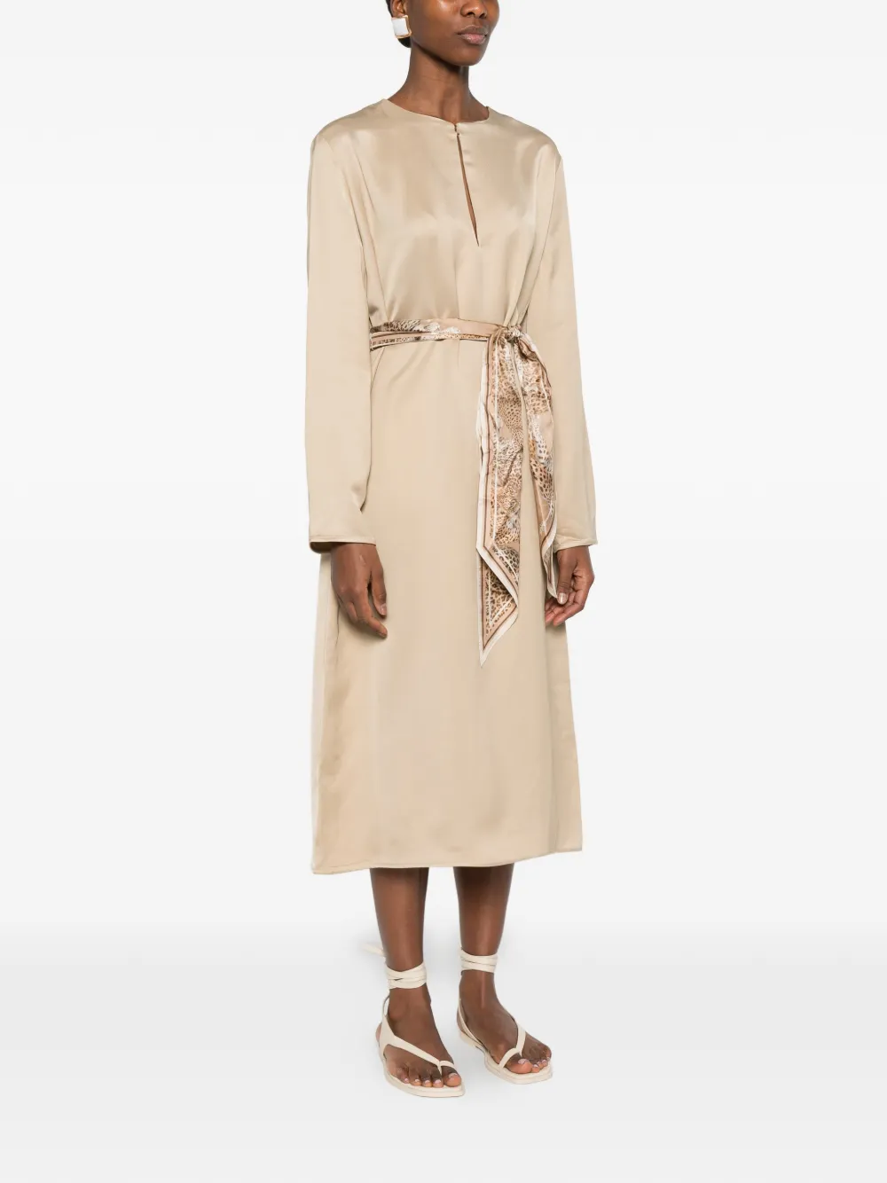 ZIMMERMANN Midi-jurk met keyhole Beige