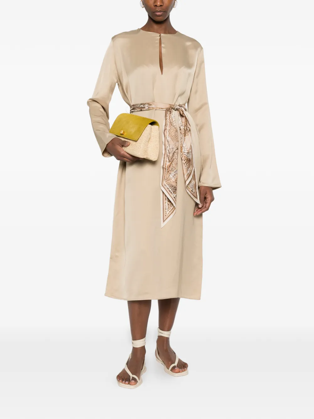 ZIMMERMANN Midi-jurk met keyhole Beige