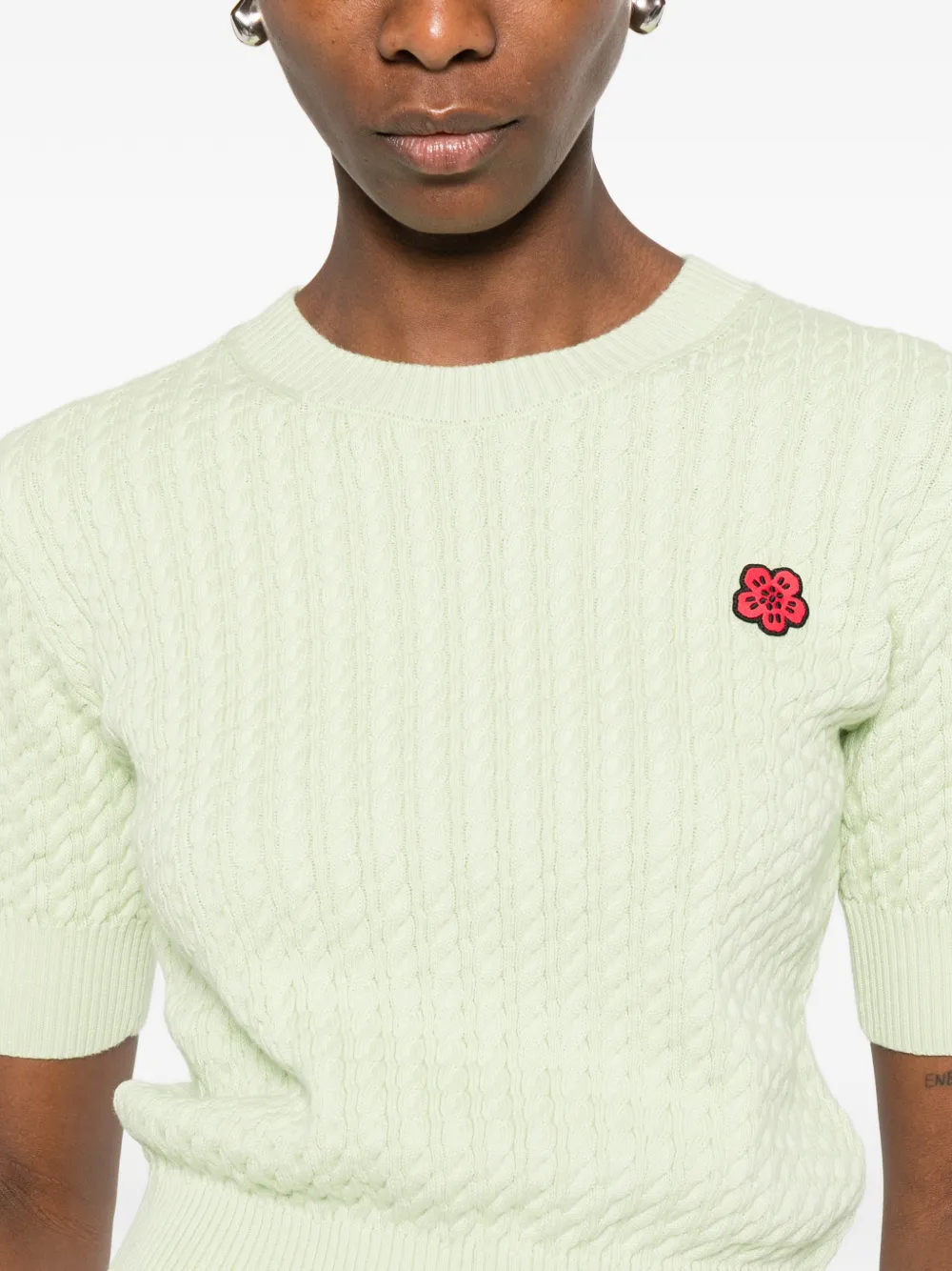Kenzo Kabelgebreid T-shirt met logo-applicatie Groen