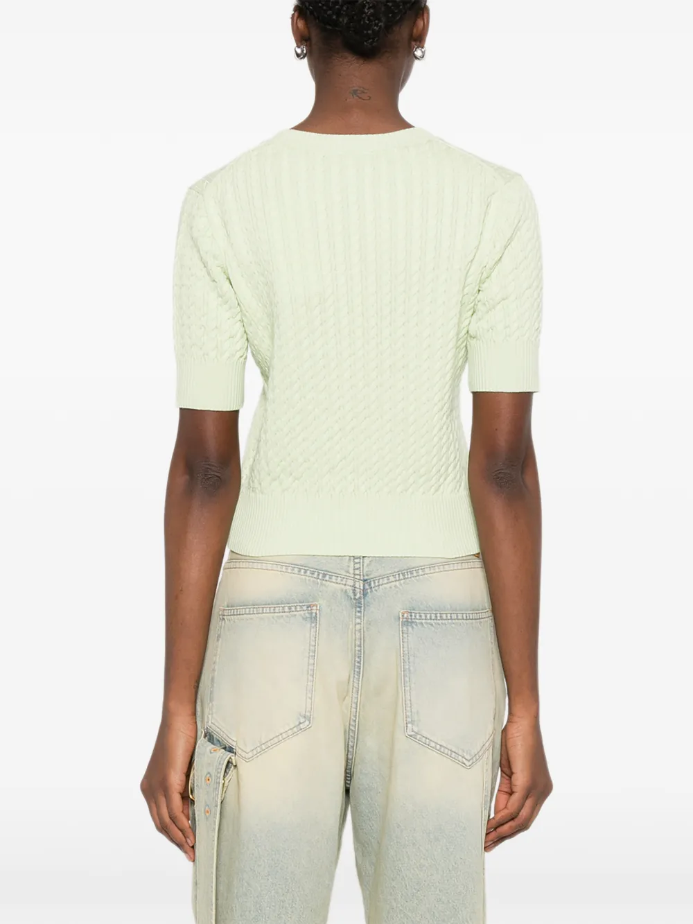 Kenzo Kabelgebreid T-shirt met logo-applicatie Groen
