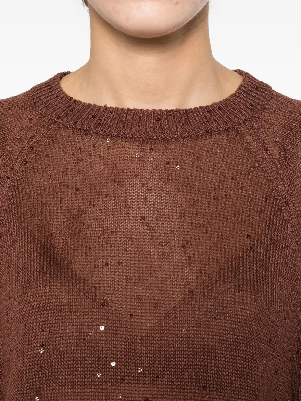 Brunello Cucinelli Jersey met pailletten Bruin