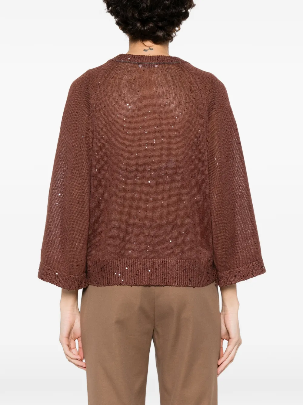 Brunello Cucinelli Jersey met pailletten Bruin