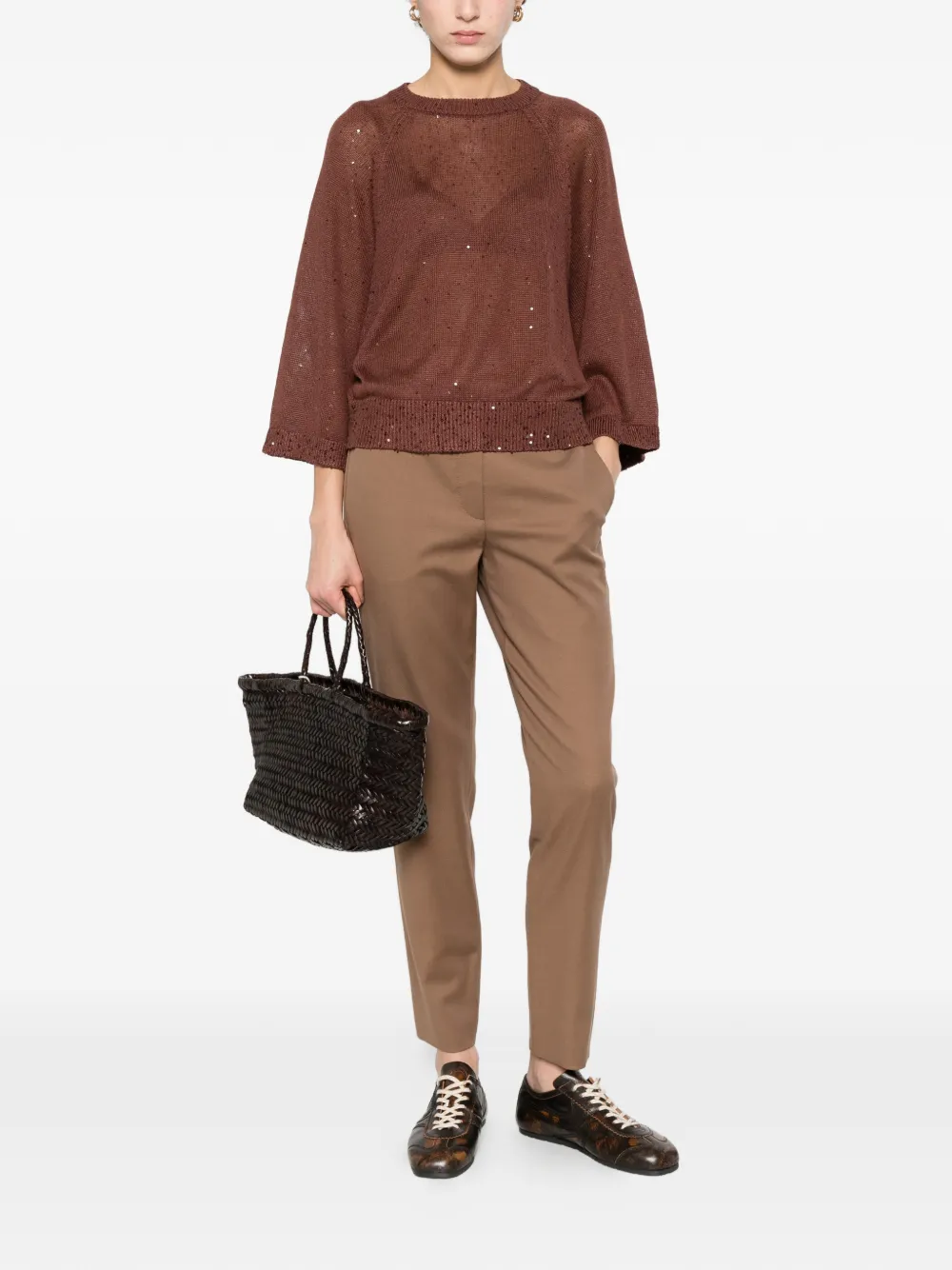  Brunello Cucinelli Sequin Jersey - Brown 