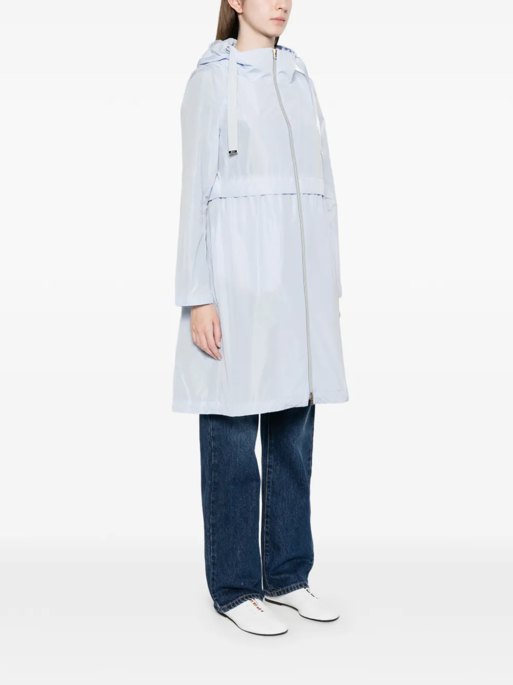  Herno Parka Con Capucha Y Cremallera - Azul 
