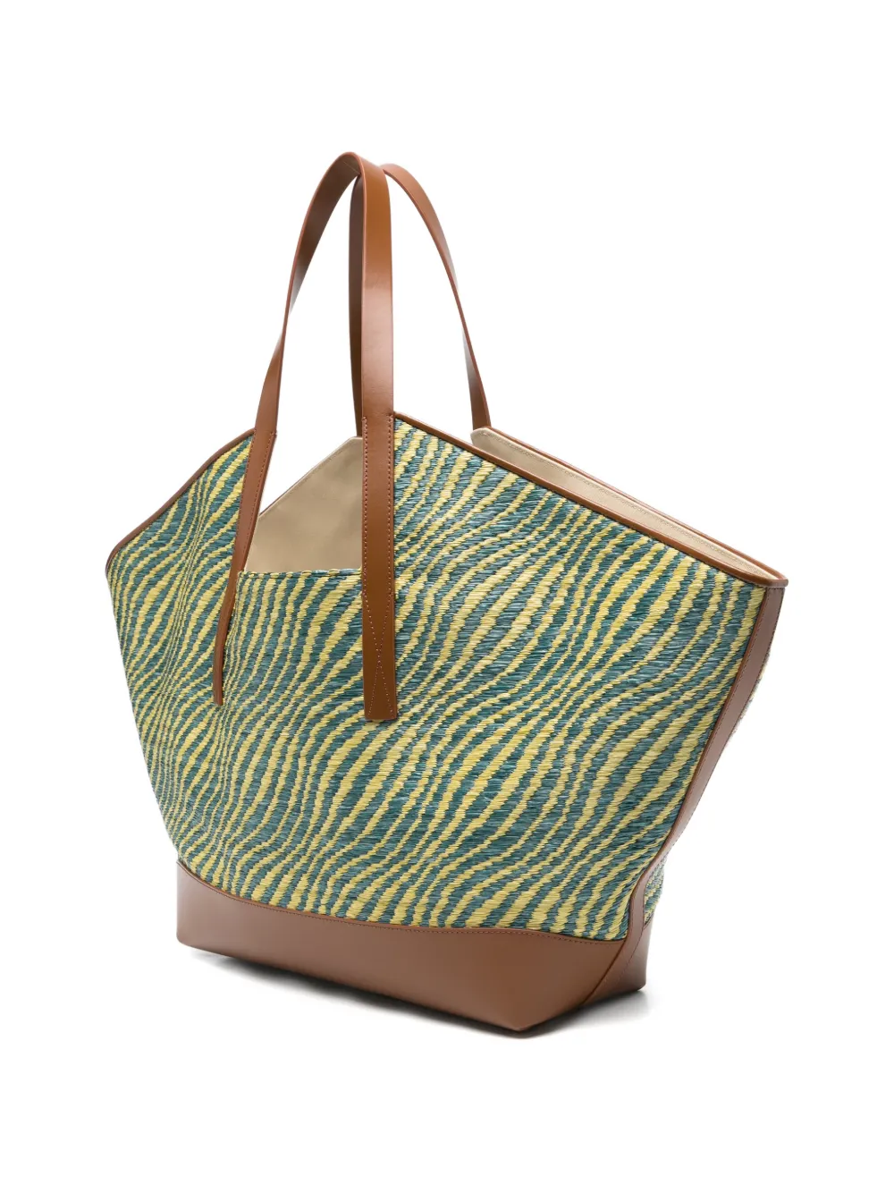 Marni Waves shopper met raffia-effect Groen