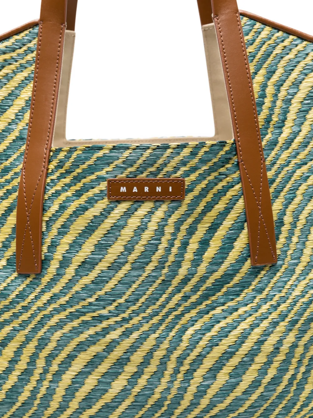 Marni Waves shopper met raffia-effect Groen