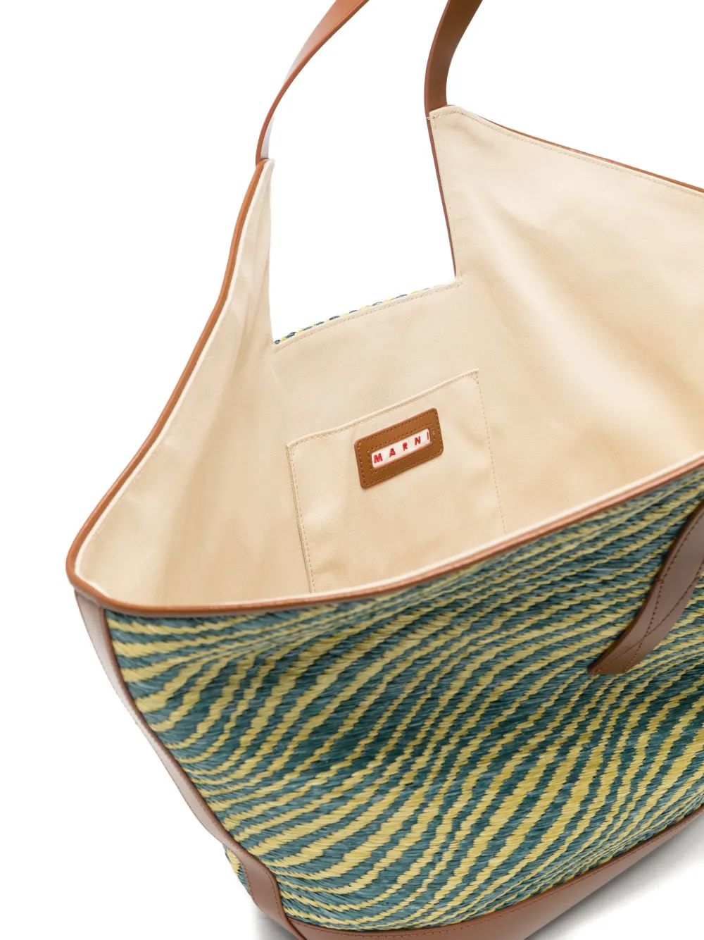Marni Waves shopper met raffia-effect Groen