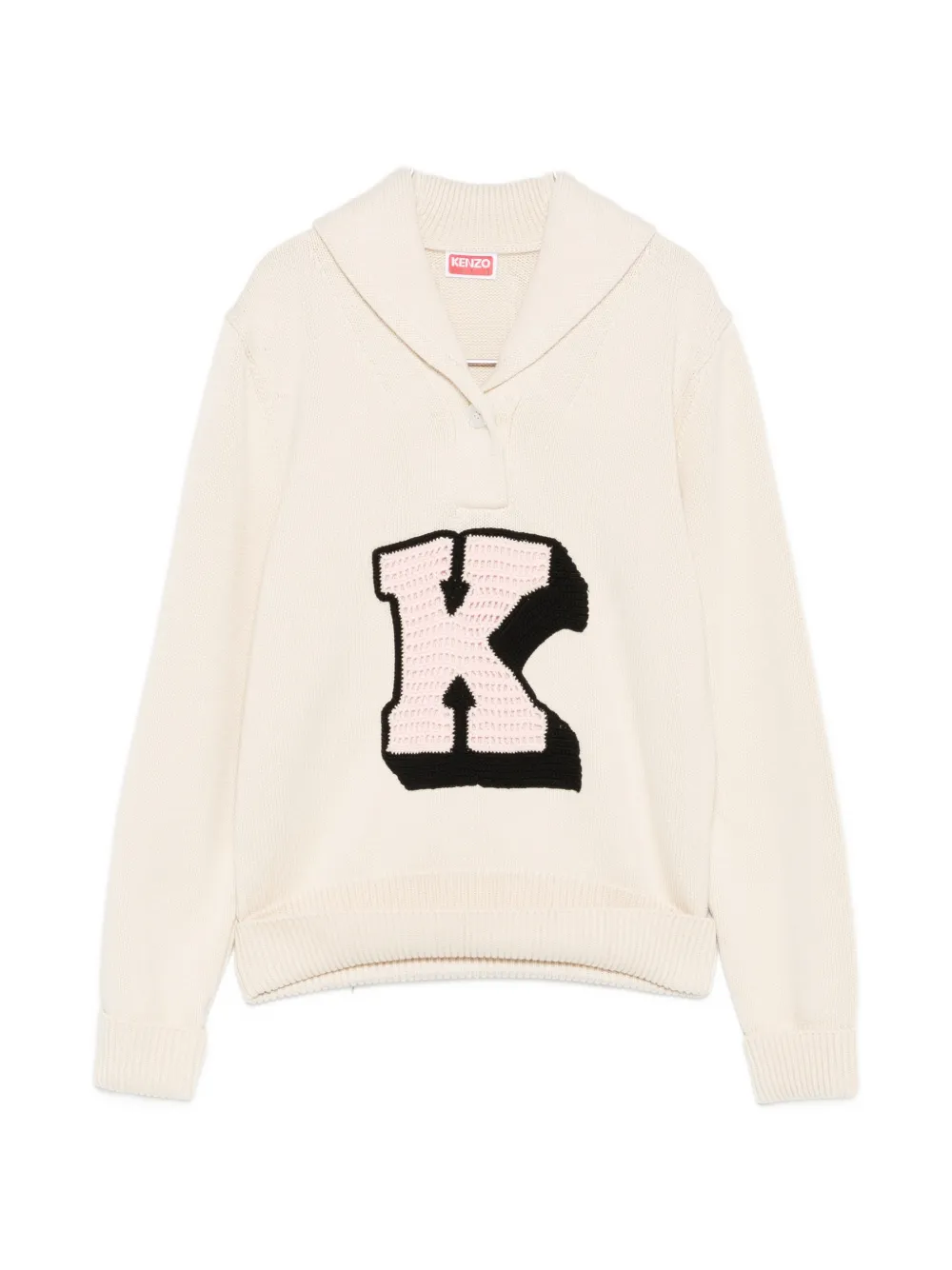 Kenzo initial shawl-collared polo shirt - Toni neutri