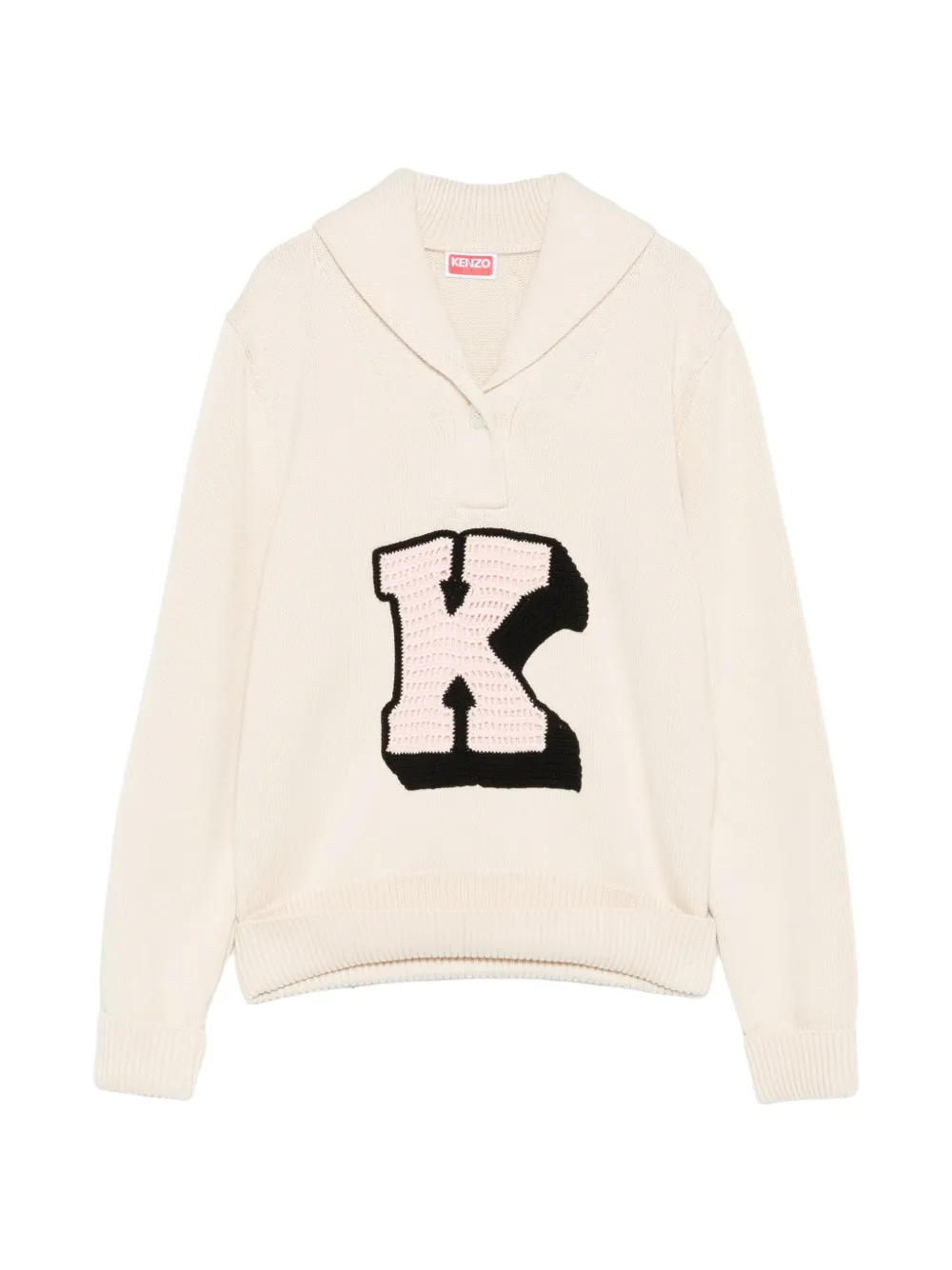 Kenzo initial shawl-collared polo shirt - Nude