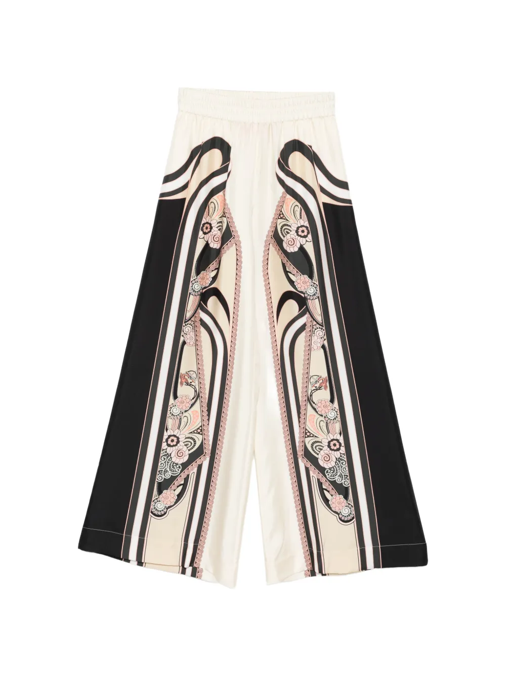 La DoubleJ elasticated-waist floral trousers - Toni neutri