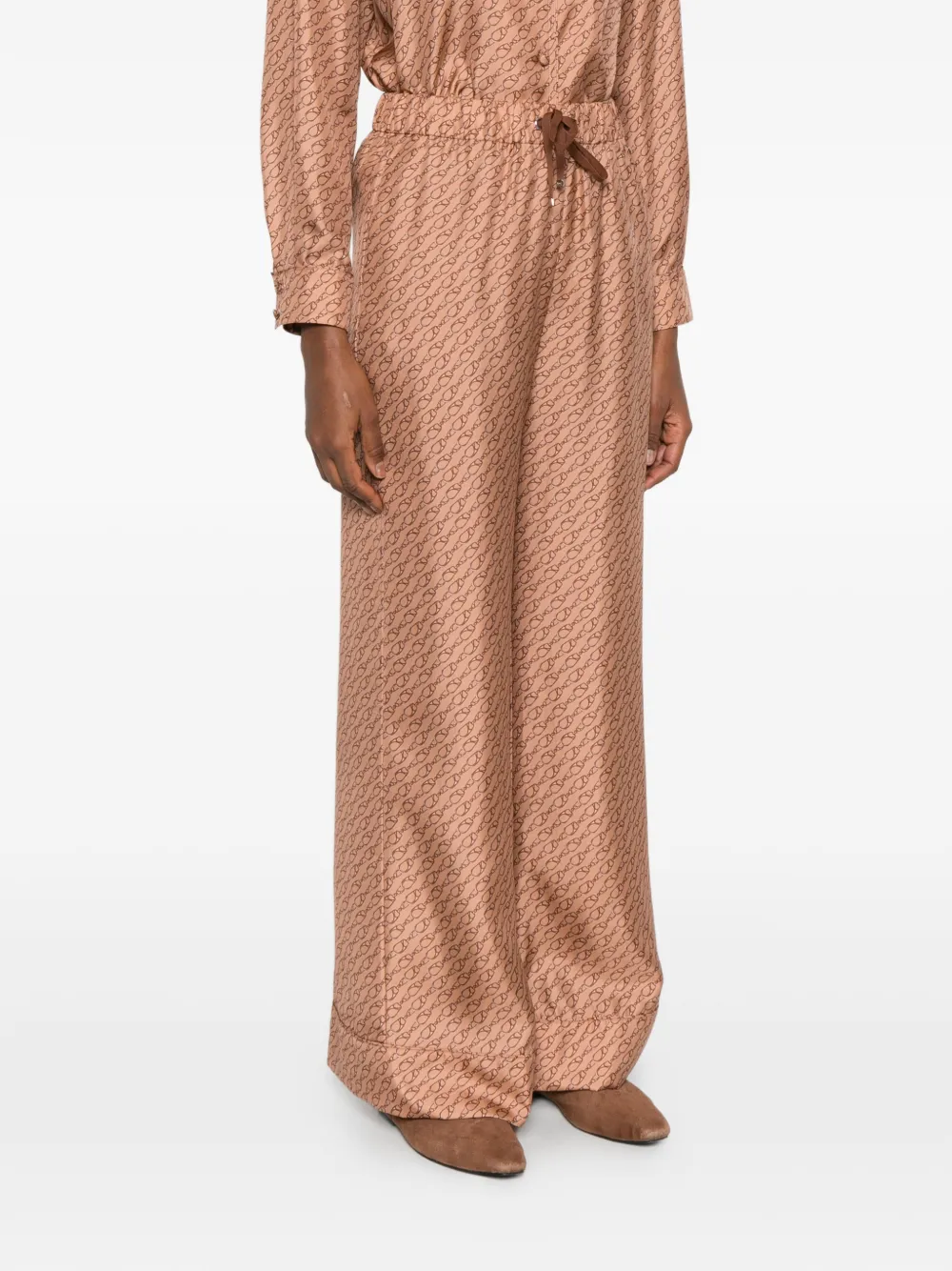 Herno Broek met trekkoord en patroon Bruin