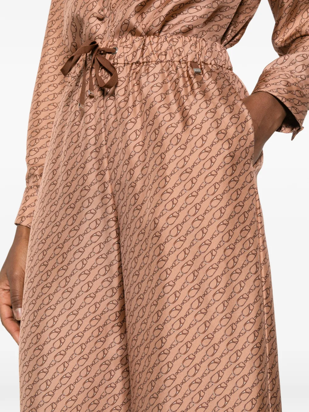 Herno Broek met trekkoord en patroon Bruin