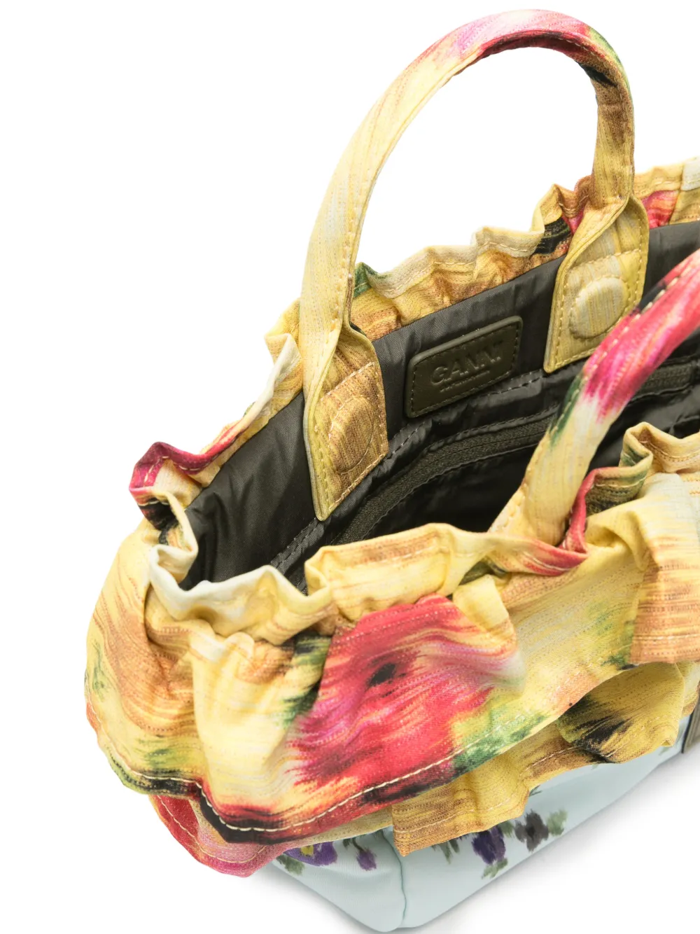 GANNI Shopper met ruche afwerking Geel