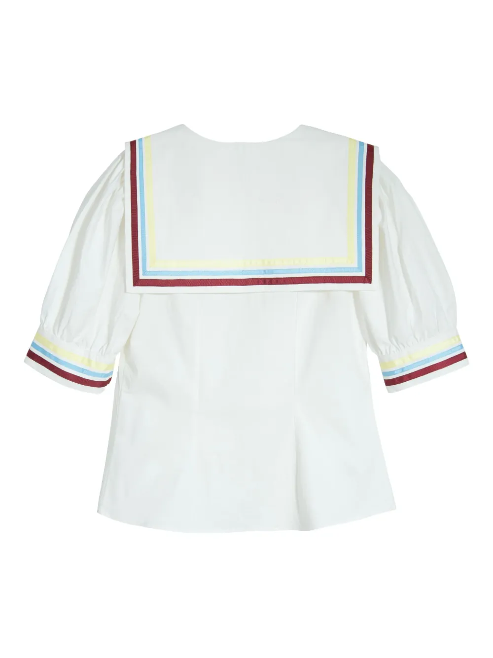 Isolda Marítima blouse met gestreepte kraag en knopen Wit