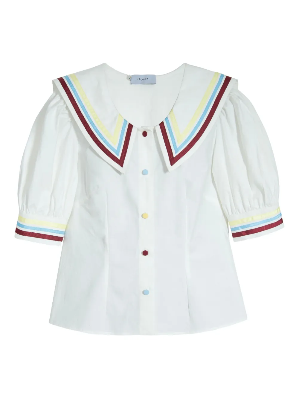 Isolda Marítima striped-collar buttoned blouse | White | Image 1