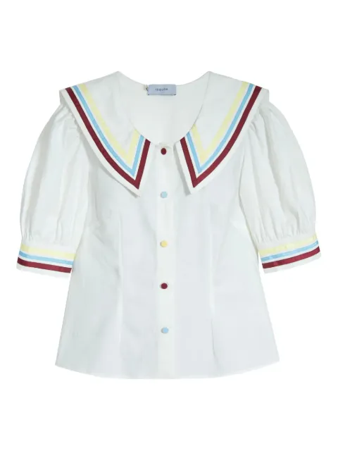 Isolda Marítima striped-collar buttoned blouse
