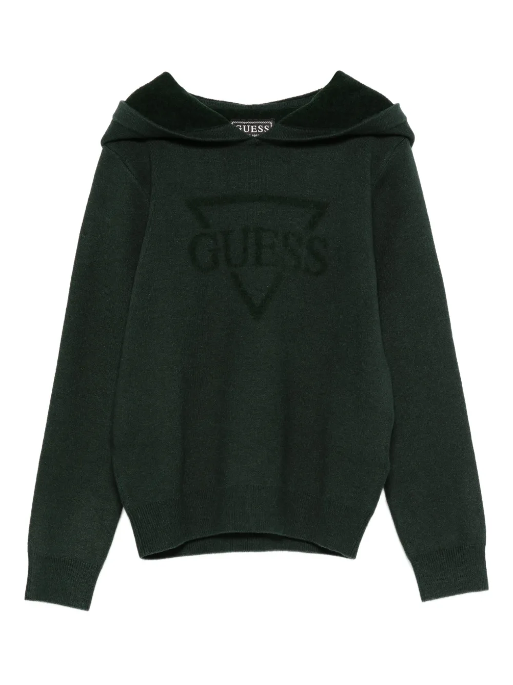 guess kids logo-detail hoodie - Verde