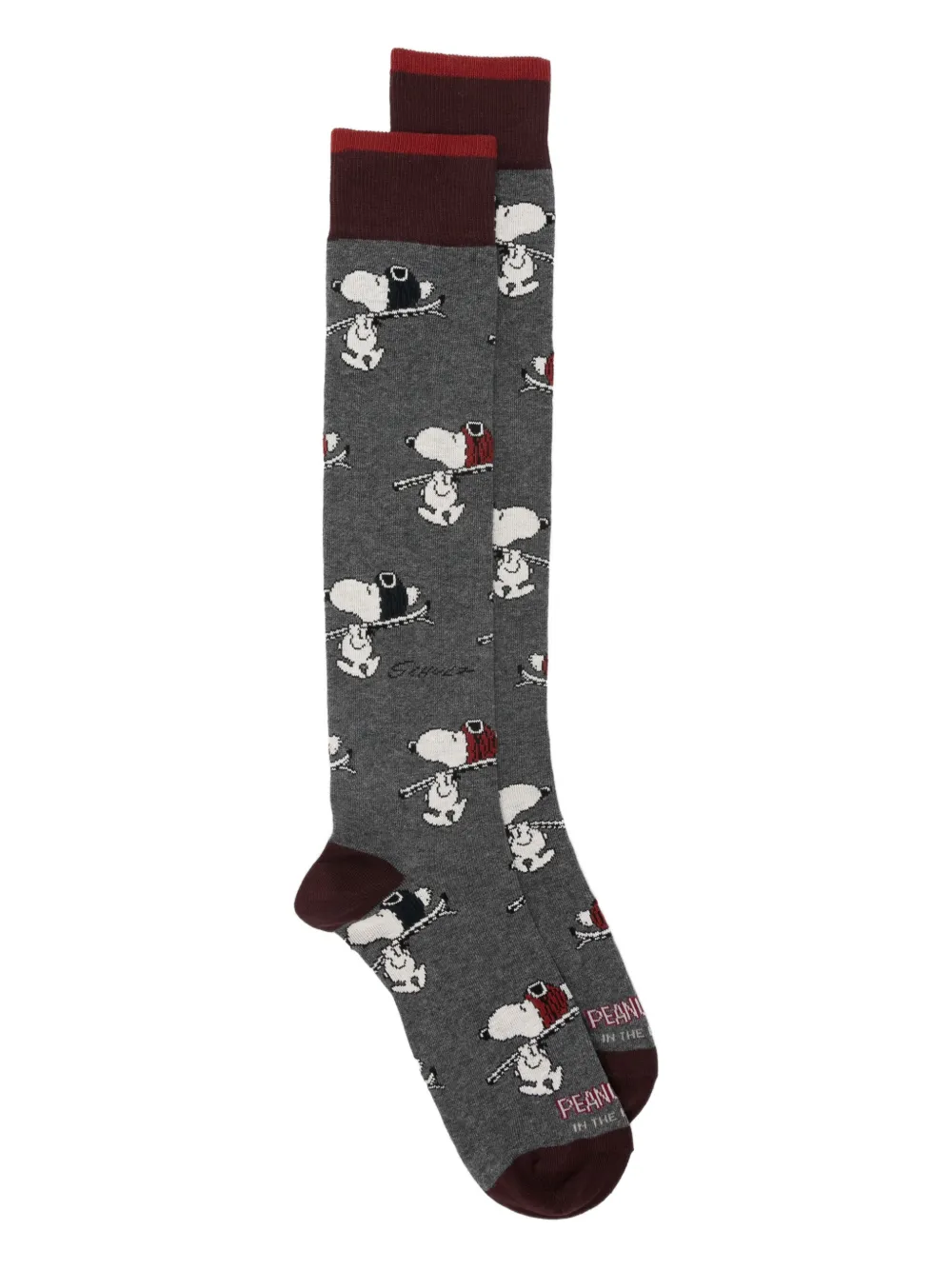 In The Box x Peanuts Snoopy Ski all-over socks | Grey | Image 1