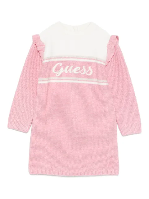 guess kids ruffled logo knitted dress set