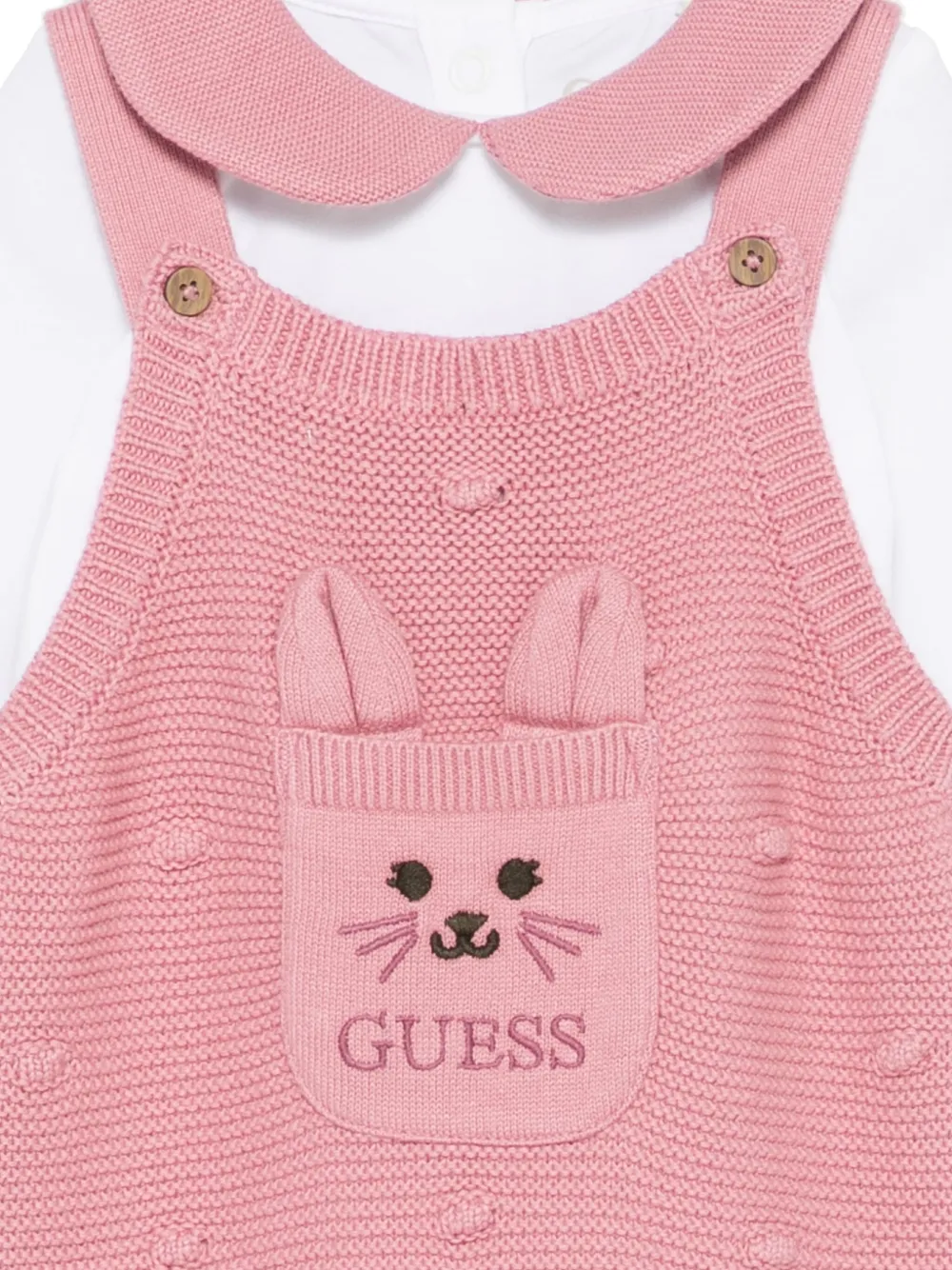 Guess Pocket Knitted Pajama Set In Pink
