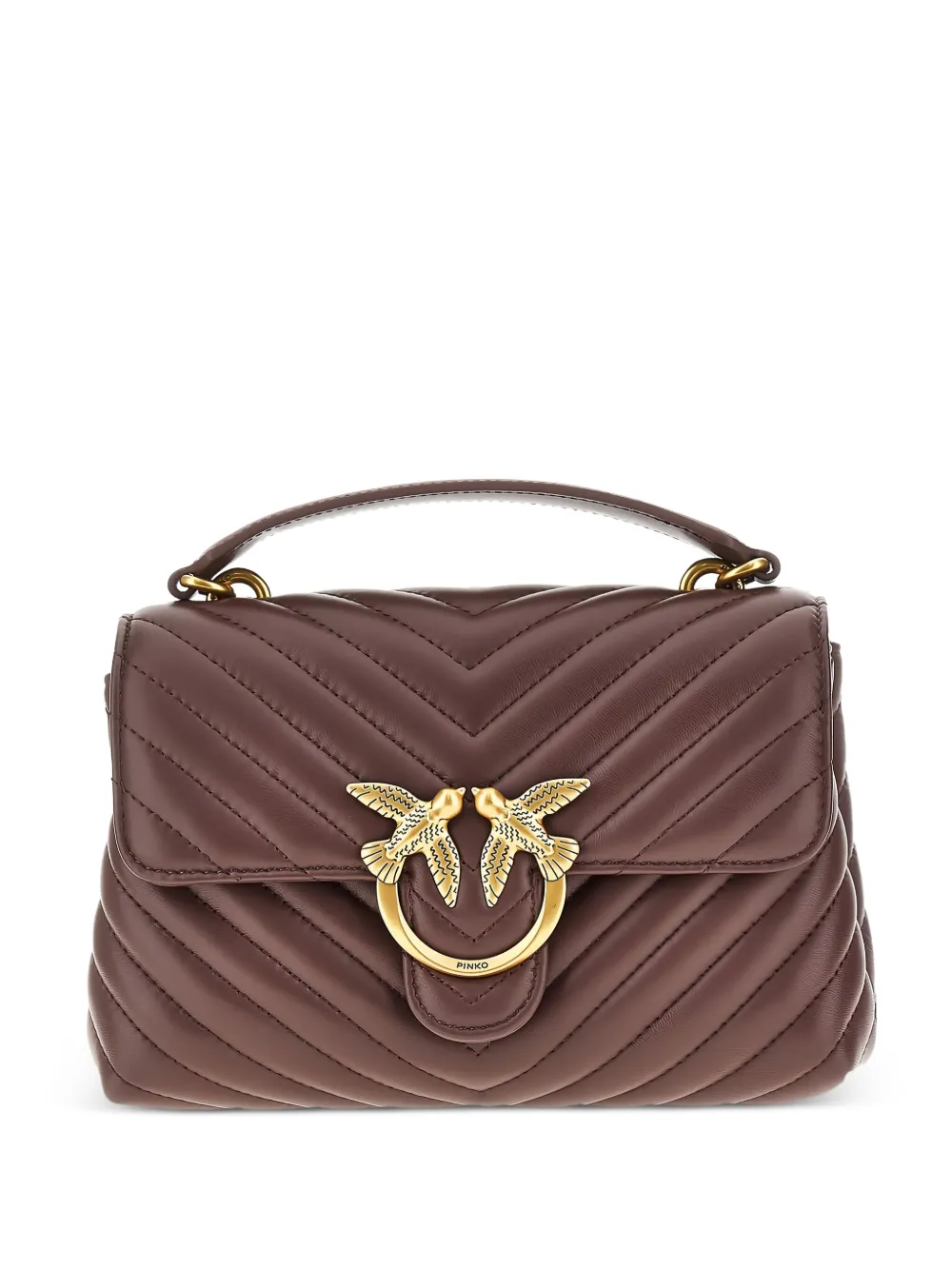 PINKO Classic Love shopper met chevron streep Bruin