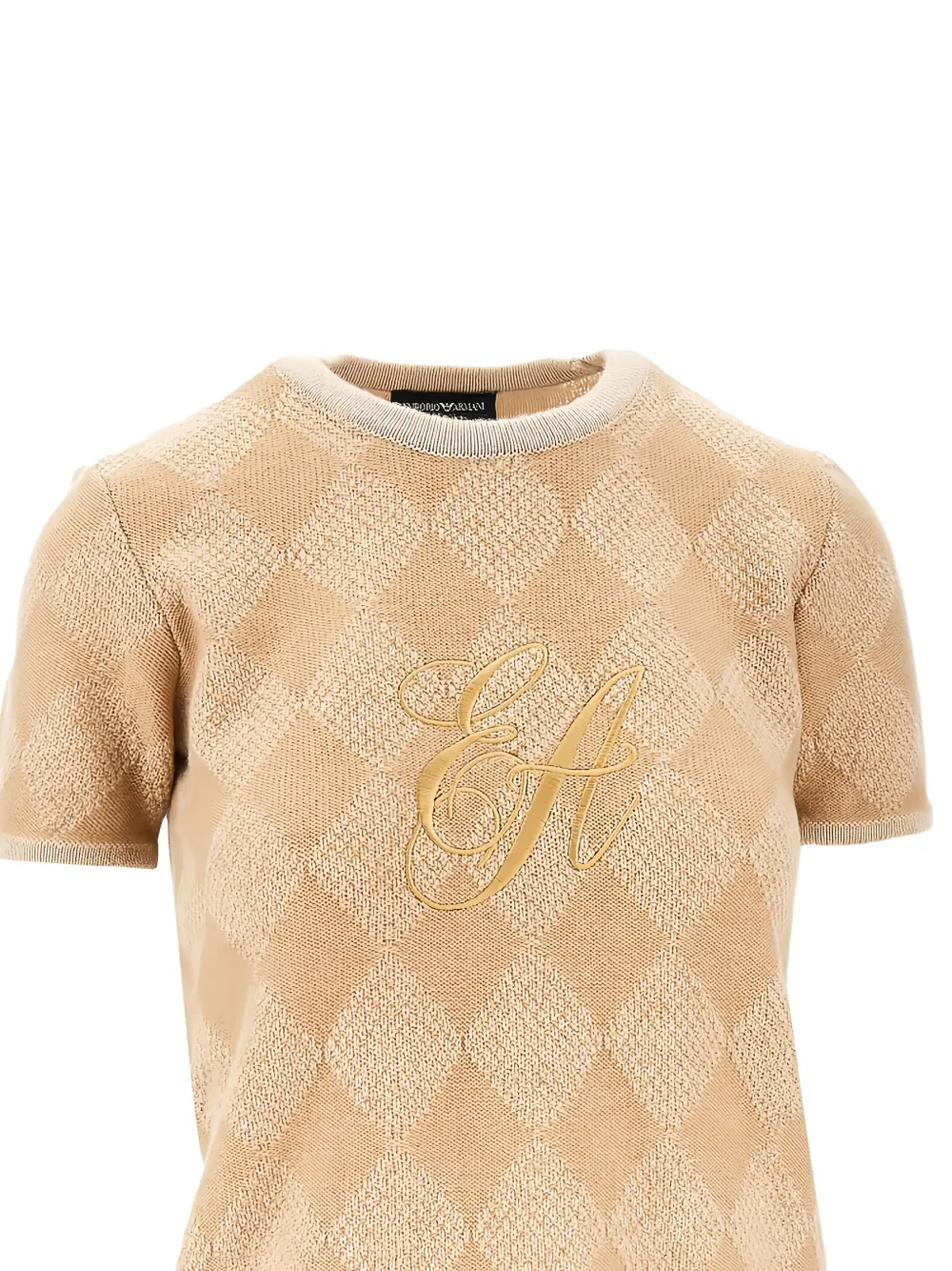 Emporio Armani Trui met geborduurde argyle print Beige