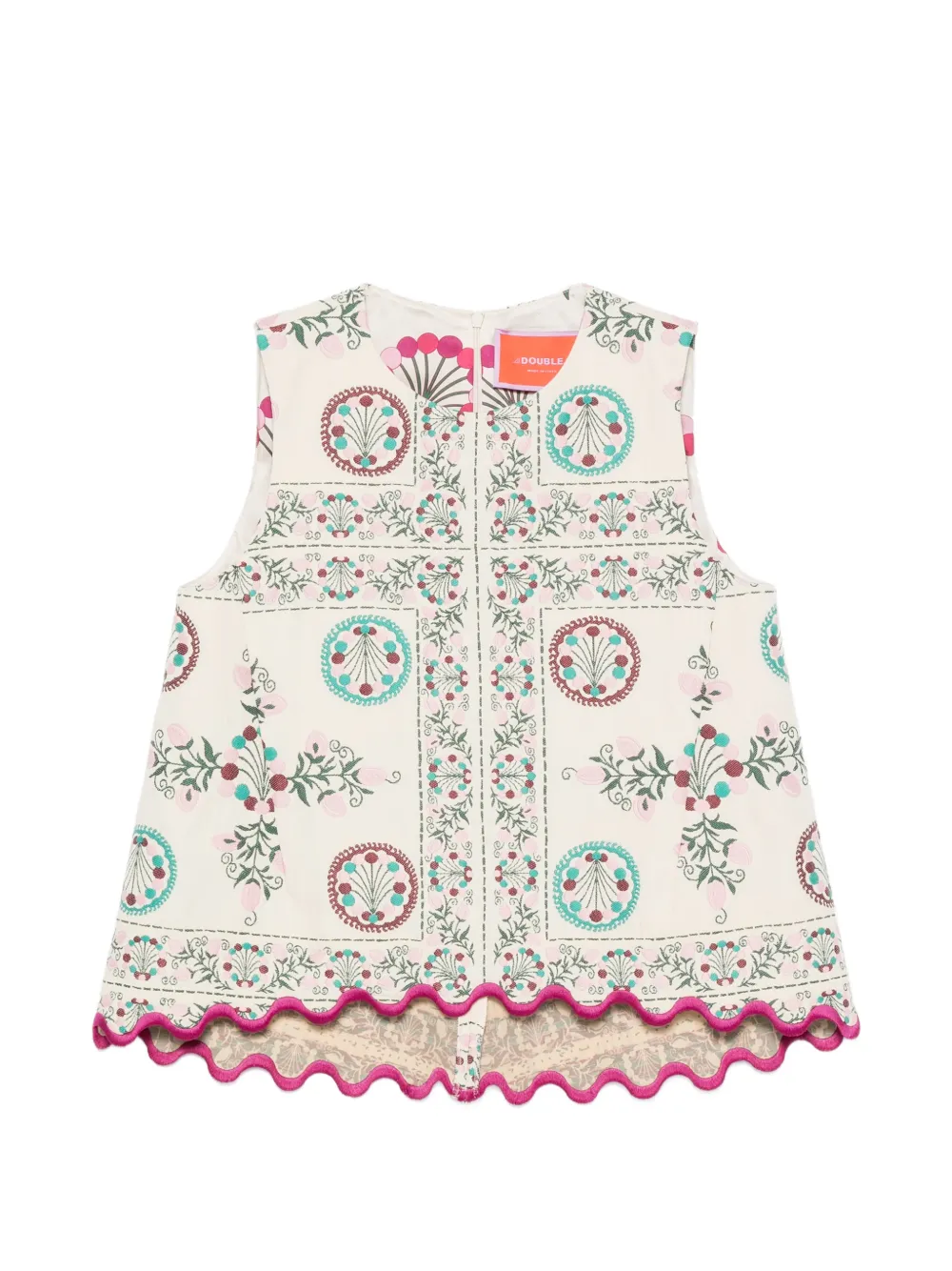 La DoubleJ floral-print scalloped-hem blouse - Toni neutri