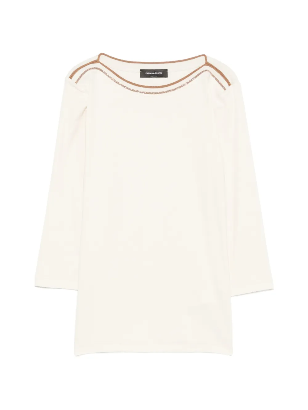Fabiana Filippi bead-embellished T-shirt - Nude
