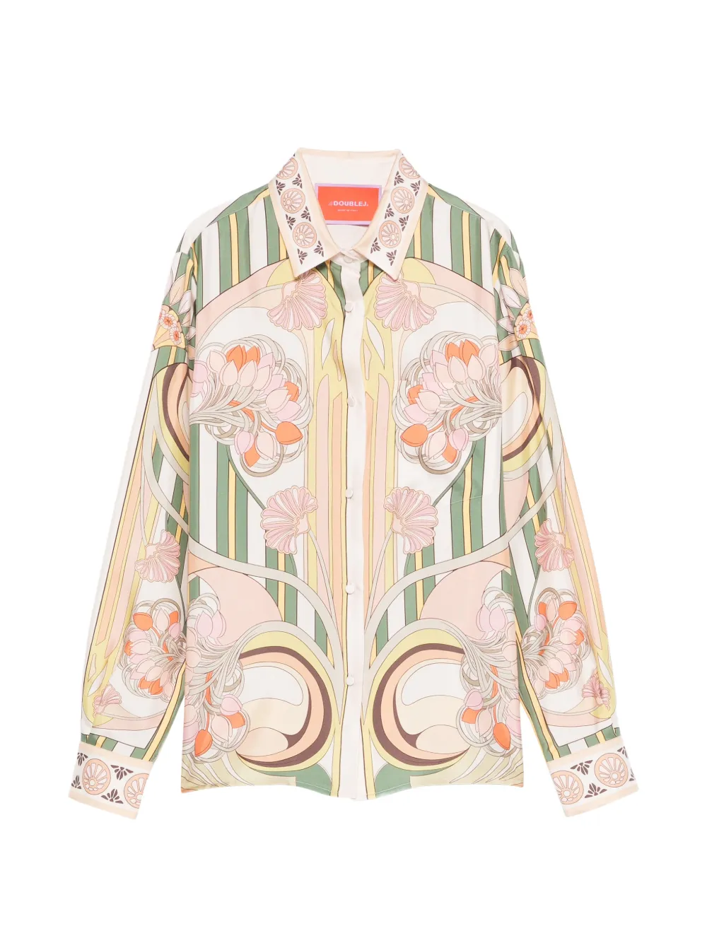 La DoubleJ floral-print striped shirt - Toni neutri