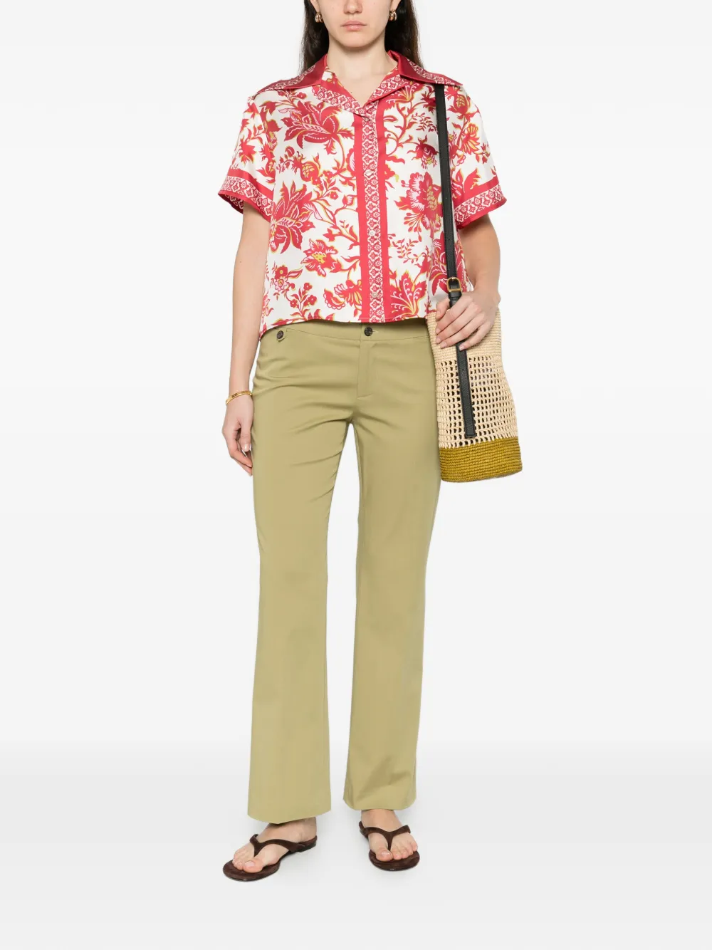 ETRO Broek met knopen en zak aan de voorkant Groen