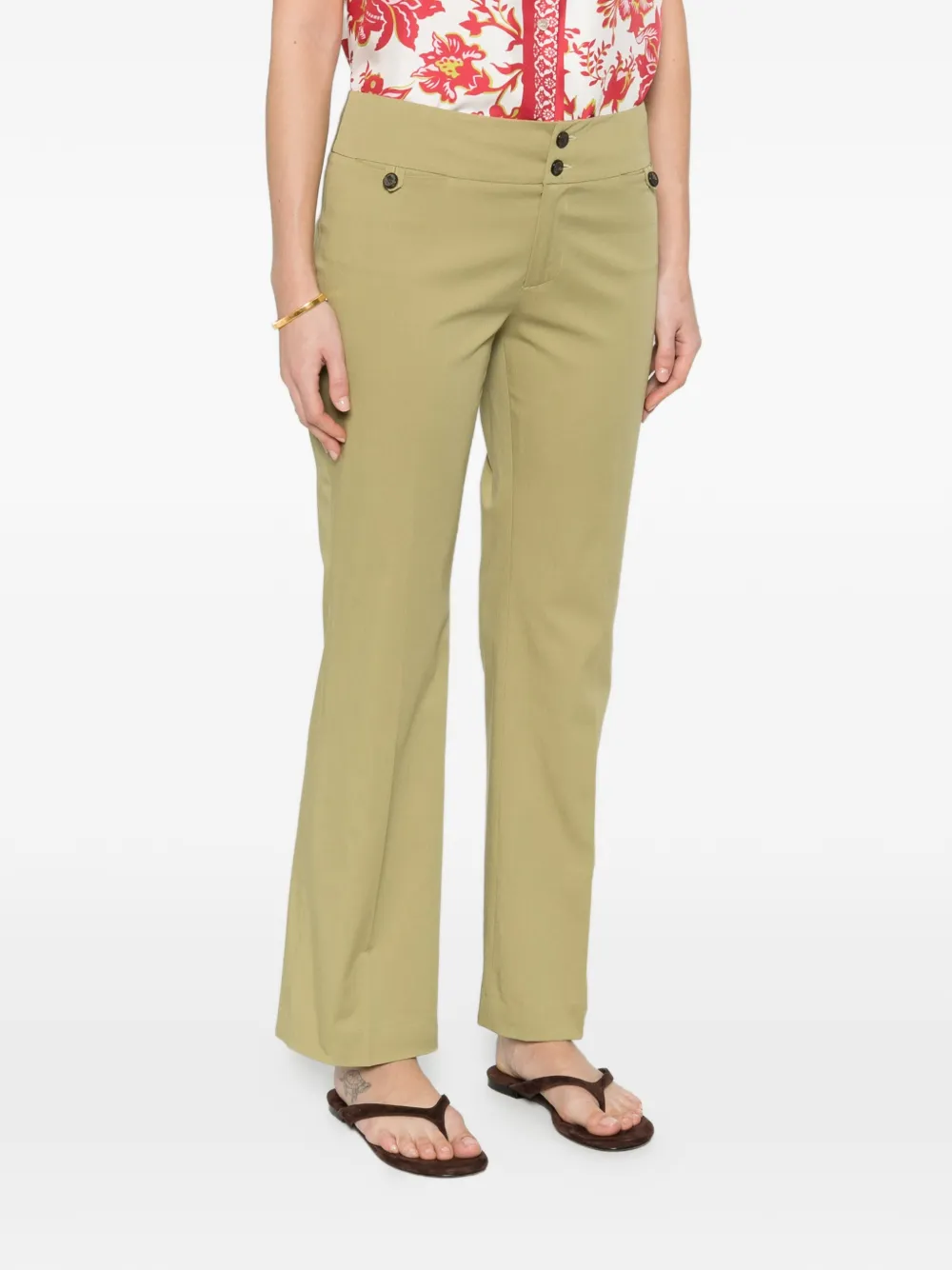 ETRO Broek met knopen en zak aan de voorkant Groen