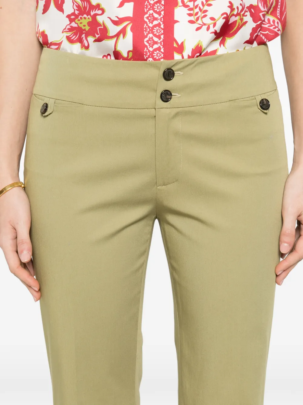 ETRO Broek met knopen en zak aan de voorkant Groen