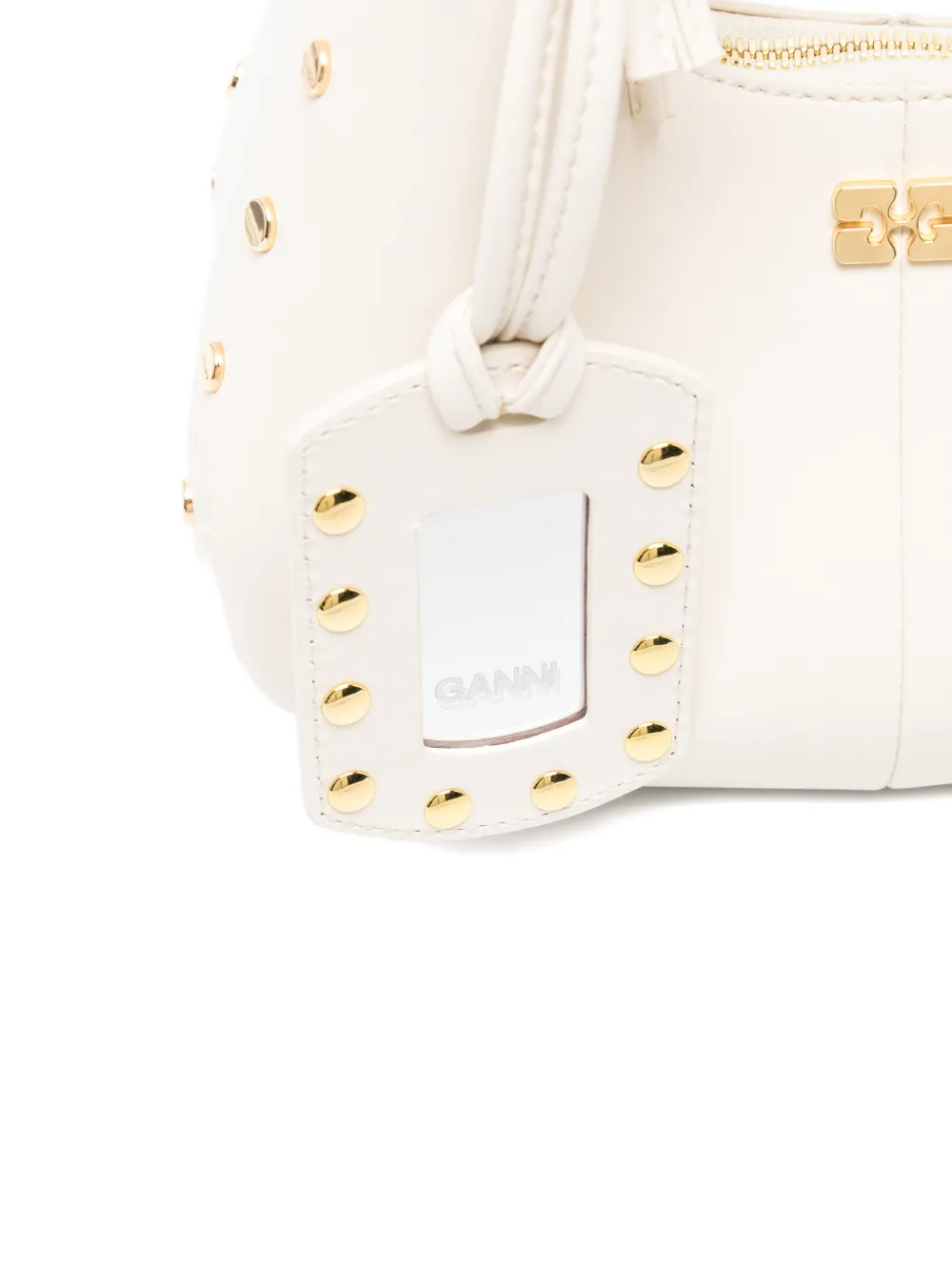 GANNI Shopper met logodetail en studs Beige