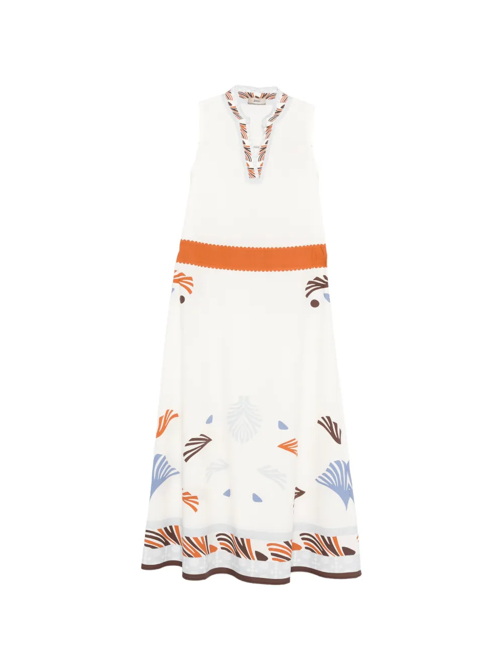 Herno patterned-hem midi dress - Bianco