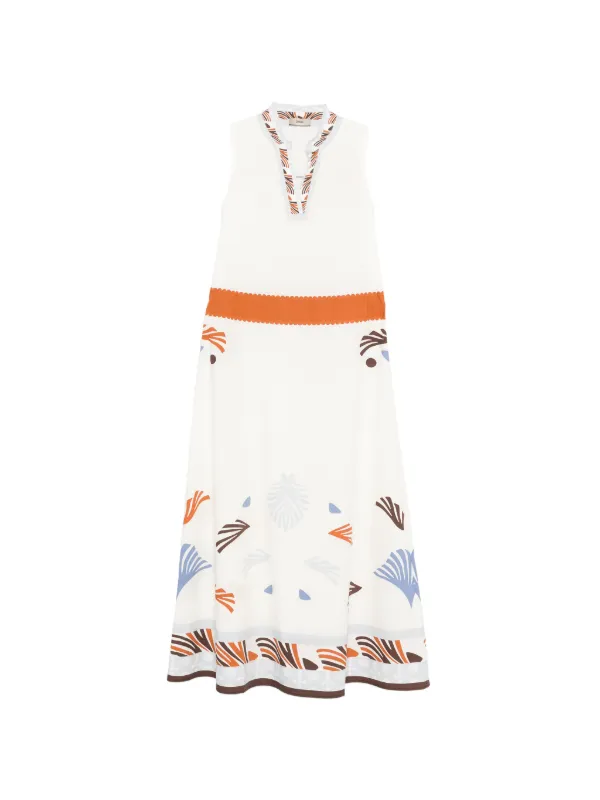 Herno Patterned-hem Midi Dress in White
