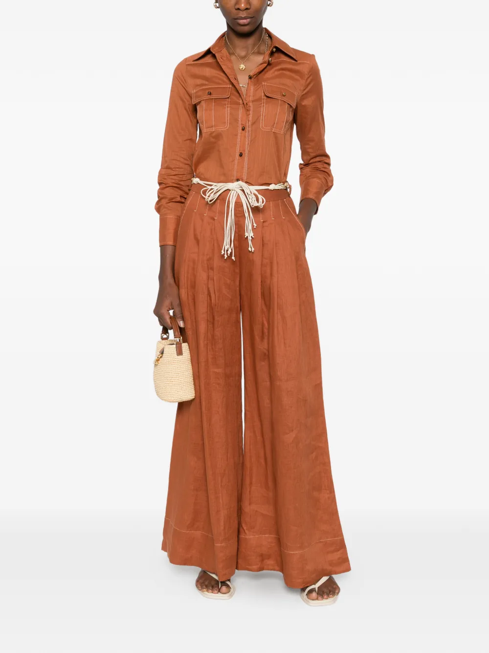 ZIMMERMANN Broek met ruches - Bruin