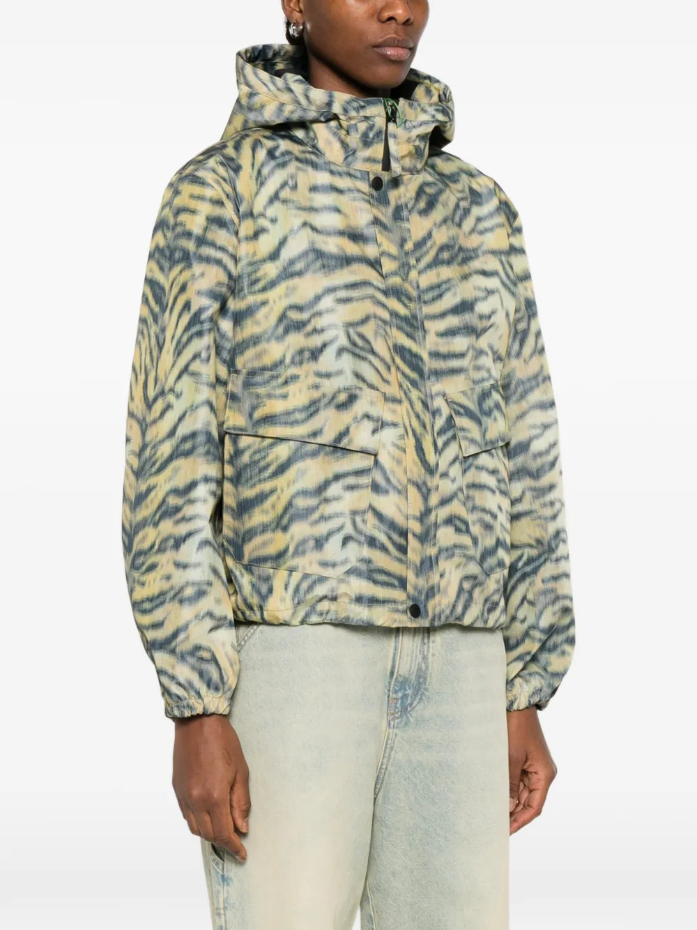 Kenzo Jack met dierenprint en capuchon Geel
