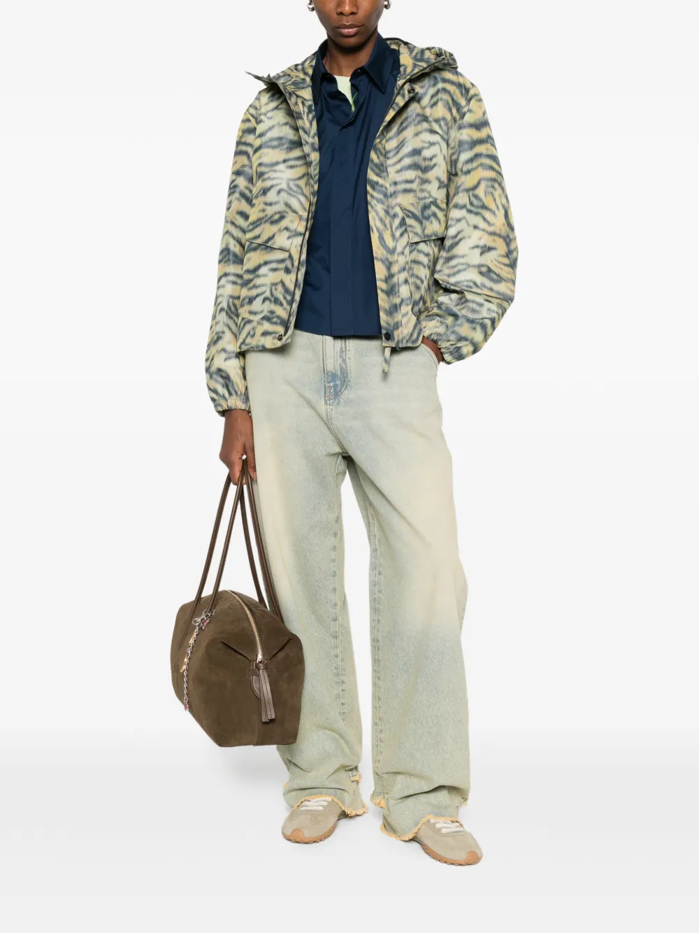 Kenzo Jack met dierenprint en capuchon Geel
