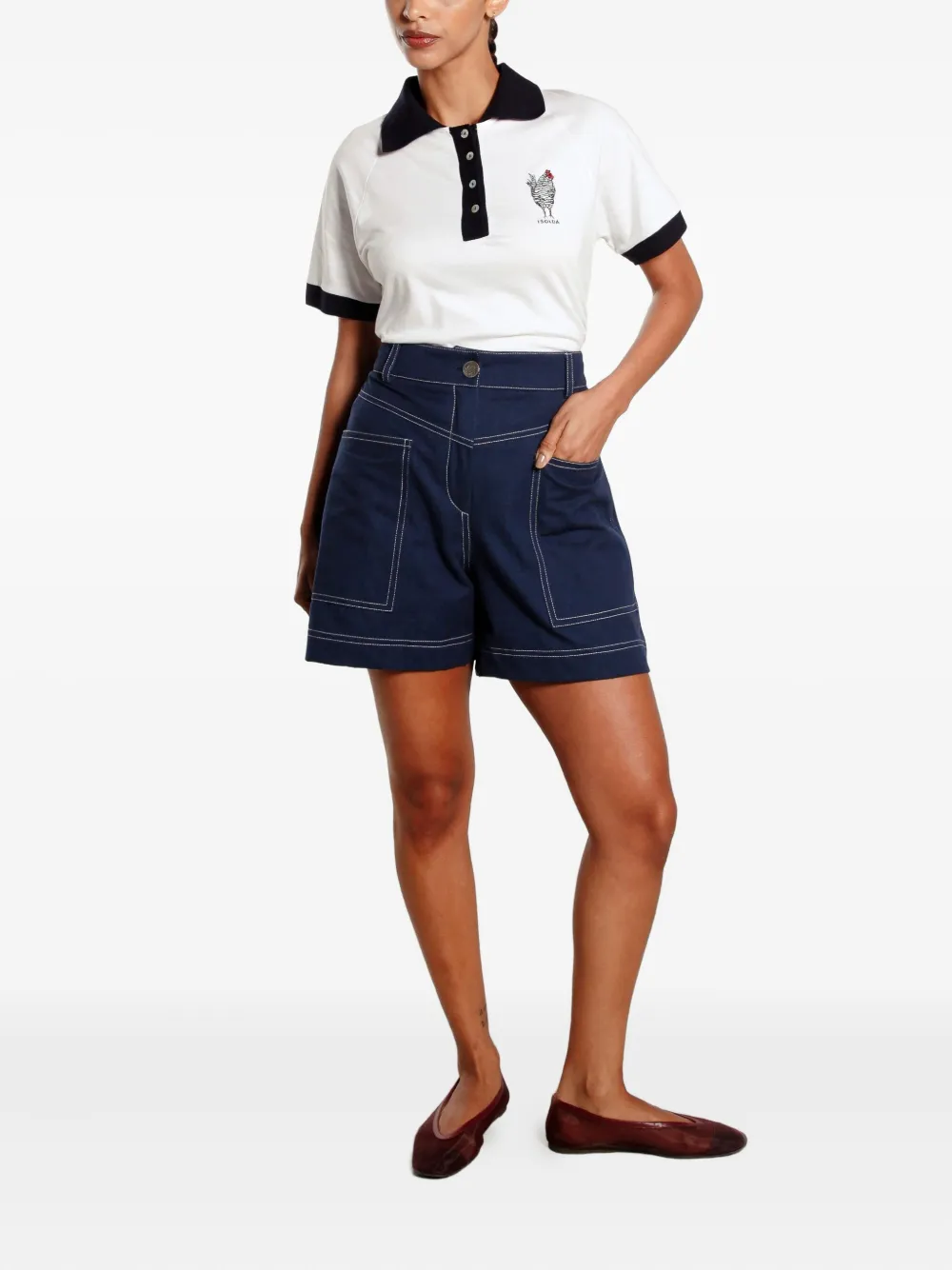 Isolda Mergulho seam-detail shorts - Blauw