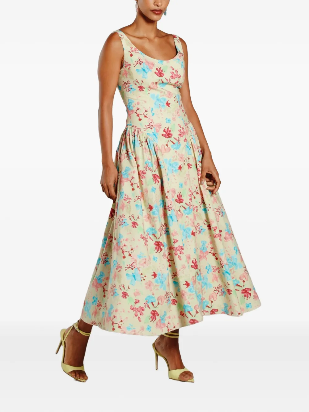 Isolda Palaceteb floral midi dress - Beige