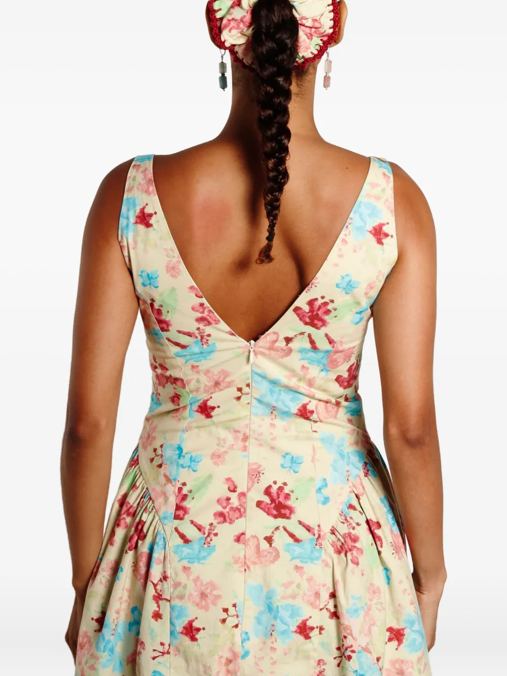 Isolda Palaceteb Floral Midi Dress In Neutral