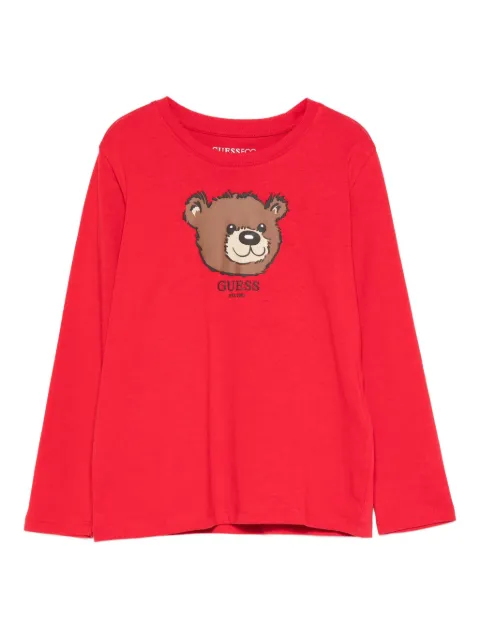 guess kids bear-print long-sleeve T-shirt