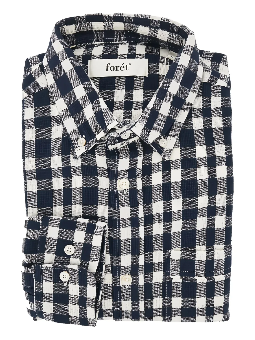 Foret gingham-pattern cotton shirt | azul | Image 1