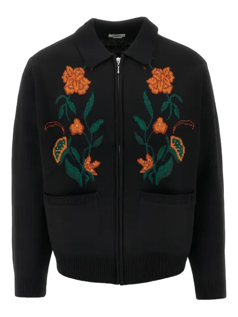 Obey floral-zipped cardigan