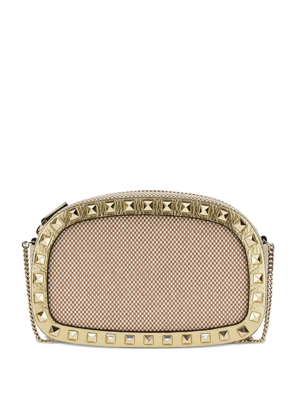 Valentino Rockstud Vlogo Mini Canvas Shoulder Bag In Blue