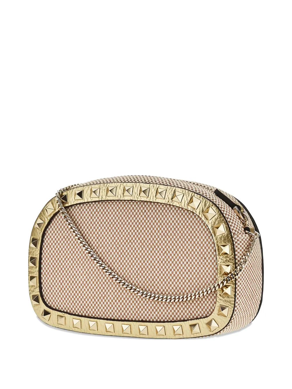 Valentino Rockstud Vlogo Mini Canvas Shoulder Bag In Blue