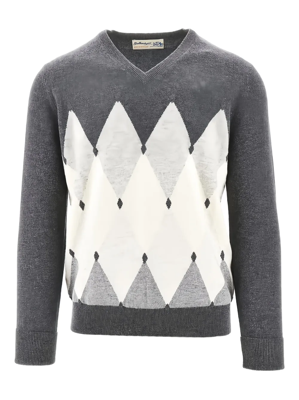 Ballantyne argyle-pattern V-neck pullover | Grey | Image 1