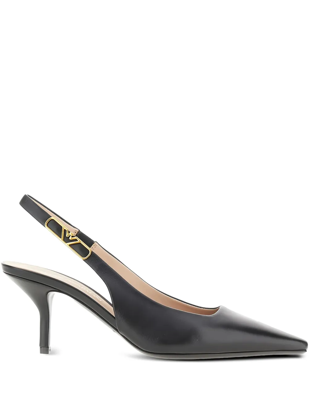 Emporio Armani 95 mm slingback pumps met adelaar-detail Zwart