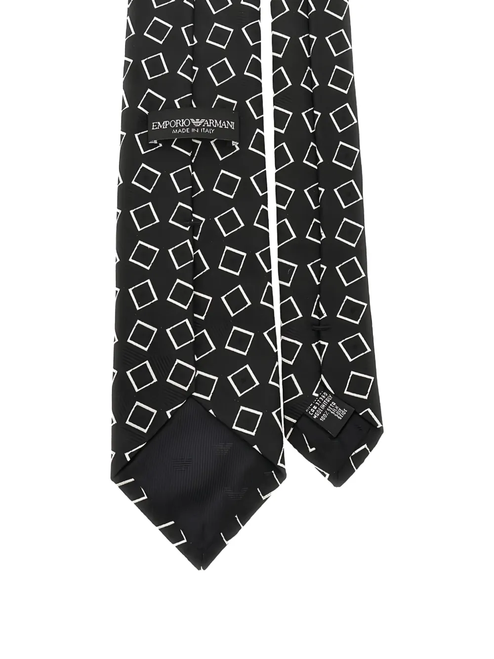 Emporio Armani Zijden stropdas met vierkant patroon - Zwart